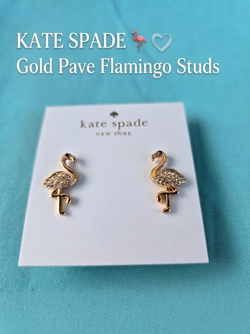 kate spade Gold Pave Flamingo Stud Earrings